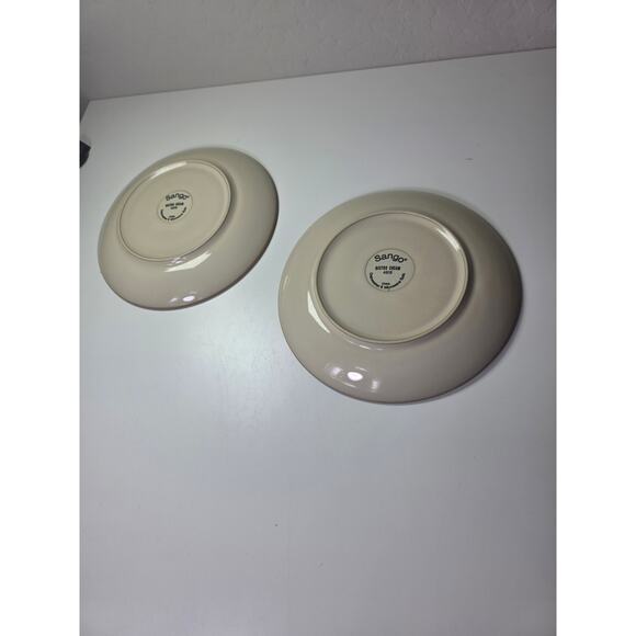 Set of 2- BISTRO CREAM by Sango Dark Gray Edge Glossy Cream 8" Salad Plate - Picture 5 of 7